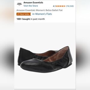 Amazon Essentials Women's Black Ballet Flats Sz12